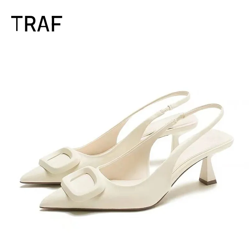 TRAF 2024 Off White Women Pumps Summer Slingback High heels Shoes For Woman Pointed Toe Heeled Sandals Office Lady heeled shoes
TRAF 2024 Off White Women Pumps Summer Slingback High heels Shoes For Woman Pointed Toe Heeled Sandals Office Lady heeled shoes