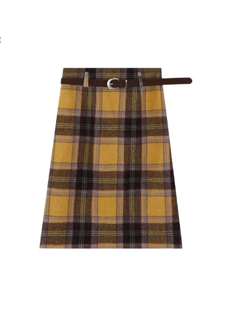 High Waist Plaid Wool Blend A-Line Skirt Vintage Sle Commute Friendly Slimming Ladies' Autumn Winter Faion
High Waist Plaid Wool Blend A-Line Skirt Vintage Sle Commute Friendly Slimming Ladies' Autumn Winter Faion