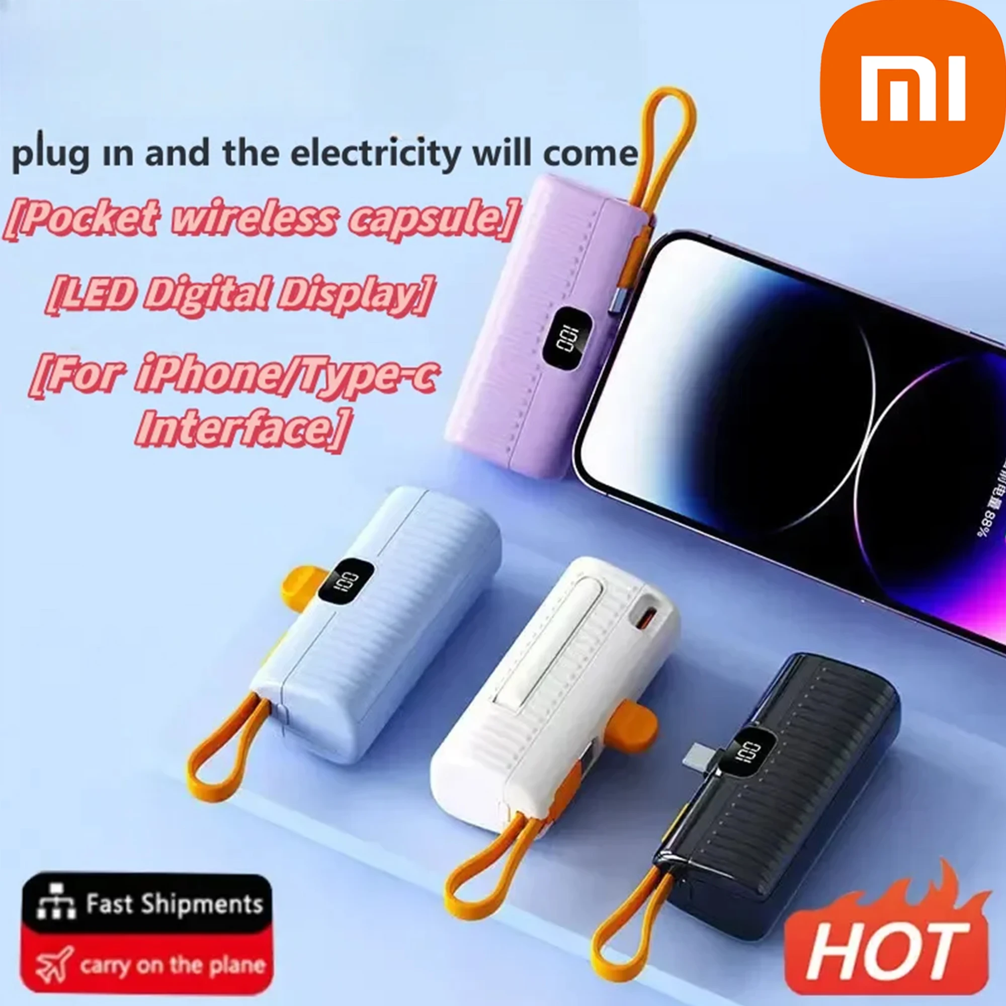 Ultra -large Capacity Portable Charger Wireless Charging Universal Thin and Lightweight Portable Cell Phone Battery Mini 5000mAh
Ultra -large Capacity Portable Charger Wireless Charging Universal Thin and Lightweight Portable Cell Phone Battery Mini 5000mAh