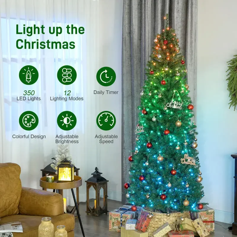 HOMCOM 7ft Artificial Christmas Tree with Colorful DIY Synchronized Lights, Remote, Hinged Slim Fir with Daily Timer
HOMCOM 7ft Artificial Christmas Tree with Colorful DIY Synchronized Lights, Remote, Hinged Slim Fir with Daily Timer