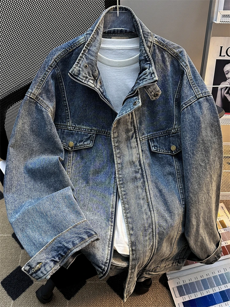 American Washed Vintage Motorcycle Loose Fit Casual Stand Collar Jacket for Men Spring Autumn Jeans Jacket Youth Trend
American Washed Vintage Motorcycle Loose Fit Casual Stand Collar Jacket for Men Spring Autumn Jeans Jacket Youth Trend