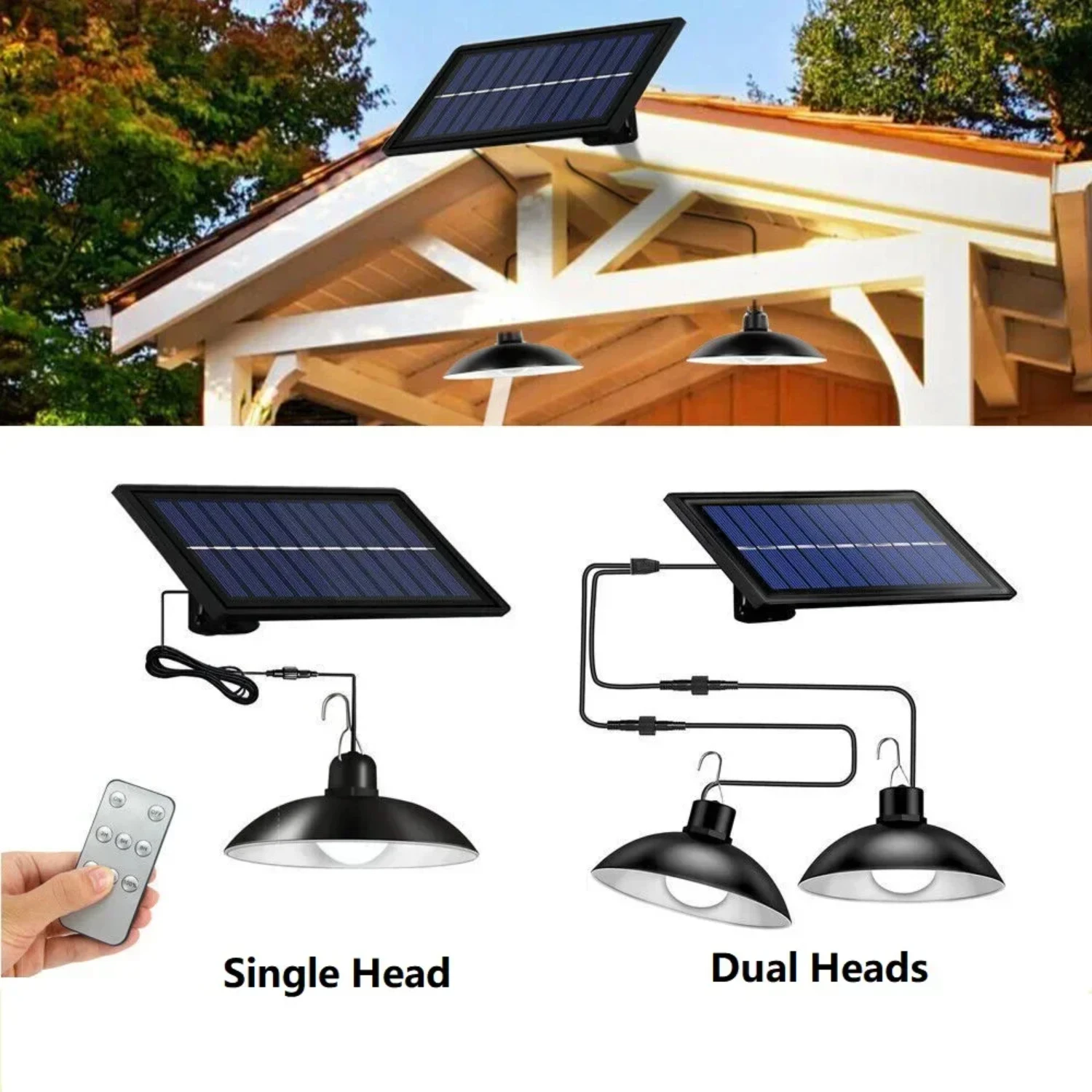 New Single Dual Heads Solar Pendant Lights Remote Control Indoor Outdoor Shed Lamp Hanging Room Yard Porch Garden
New Single Dual Heads Solar Pendant Lights Remote Control Indoor Outdoor Shed Lamp Hanging Room Yard Porch Garden