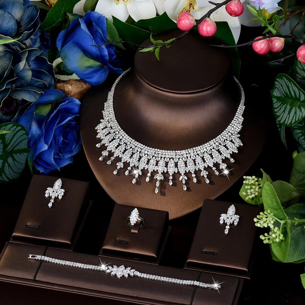 HIBRIDE New Deluxe Tassel 4 Piece Necklace Earrings Bracelet Jewelry Dress Fits Dubai Holiday Brides Wedding Ball Gift S-957
HIBRIDE New Deluxe Tassel 4 Piece Necklace Earrings Bracelet Jewelry Dress Fits Dubai Holiday Brides Wedding Ball Gift S-957