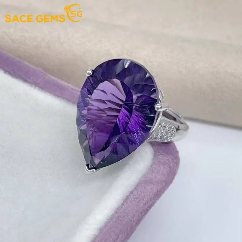 SACE GEMS Fashion Resizable 16*23MM Natual Amethyst Rings for Women 925Sterling Silver Wedding Party Fine Jewelry Festival Gift
SACE GEMS Fashion Resizable 16*23MM Natual Amethyst Rings for Women 925Sterling Silver Wedding Party Fine Jewelry Festival Gift