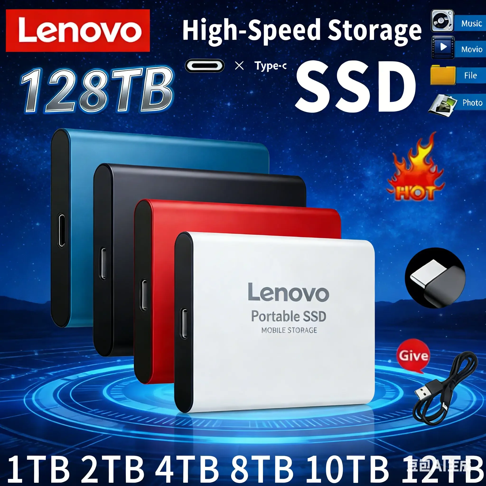 Новый высокоскоростной внешний жесткий диск Lenovo 2026 года, 500 ГБ, 2 ТБ, 4 ТБ, 8 ТБ, USB 3.1 SSD, 2,5 дюйма, портативный SSD, 16 ТБ, для ноутбуков и PS4
Новый высокоскоростной внешний жесткий диск Lenovo 2026 года, 500 ГБ, 2 ТБ, 4 ТБ, 8 ТБ, USB 3.1 SSD, 2,5 дюйма, портативный SSD, 16 ТБ, для ноутбуков и PS4