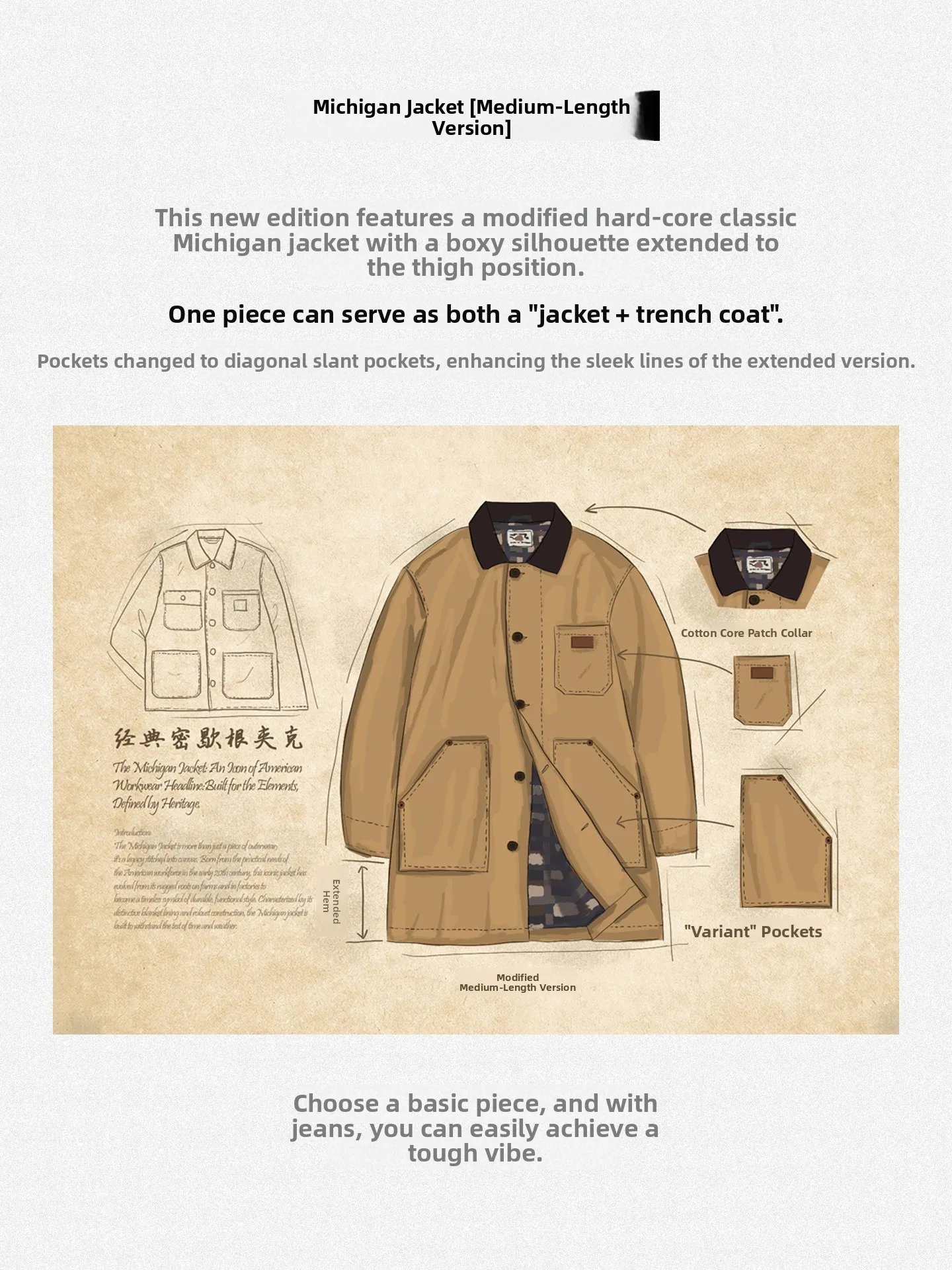Maden American Style Khaki Color Michigan Windbreaker Men's Mid-Length Jacket Coat Autumn Season Standard Fit Multi-Pocket De...
Maden American Style Khaki Color Michigan Windbreaker Men's Mid-Length Jacket Coat Autumn Season Standard Fit Multi-Pocket De...