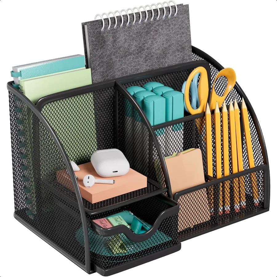 Office Desk Organizer 6 Compartment Pen Holder and Drawer Metal Mesh Desktop Organizer with NonSlip EVA Pad Black Desk Caddy 8.
Office Desk Organizer 6 Compartment Pen Holder and Drawer Metal Mesh Desktop Organizer with NonSlip EVA Pad Black Desk Caddy 8.