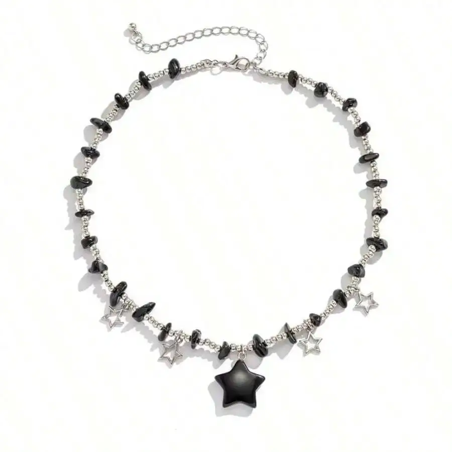 Ожерелье-чокер Black Star Charm с серебристой цепочкой для женщин
Ожерелье-чокер Black Star Charm с серебристой цепочкой для женщин
