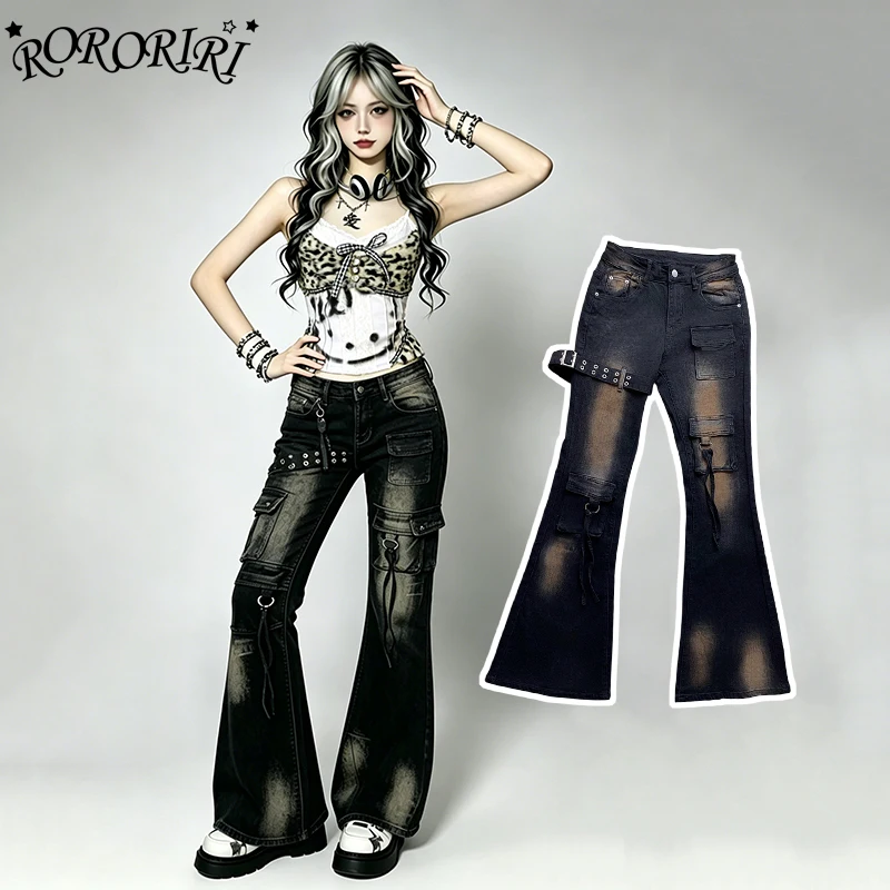 RORORIRI Women Retro Flare Denim Trousers Y2K Slim Fit High Waist Stretch Distressed Cargo Bell Bottoms Grunge Korean Streetwear
RORORIRI Women Retro Flare Denim Trousers Y2K Slim Fit High Waist Stretch Distressed Cargo Bell Bottoms Grunge Korean Streetwear