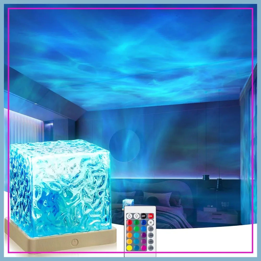 Ocean Wave Projector Light, 16 Colors Cube Lamp with Dynamic Wave Effect, Northern Lights Ambient Lighting with Remote for Room Decor
Ocean Wave Projector Light, 16 Colors Cube Lamp with Dynamic Wave Effect, Northern Lights Ambient Lighting with Remote for Room Decor