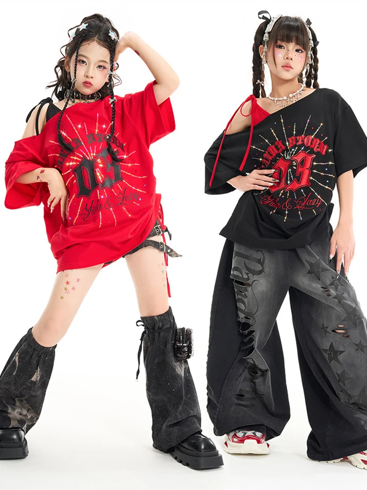 New Slant Shoulder Top Pants Shorts Jazz Dance Costume Kids Hip Hop Clothing Kpop Girls Group Clothes Team Stage Clothes DN23566
New Slant Shoulder Top Pants Shorts Jazz Dance Costume Kids Hip Hop Clothing Kpop Girls Group Clothes Team Stage Clothes DN23566