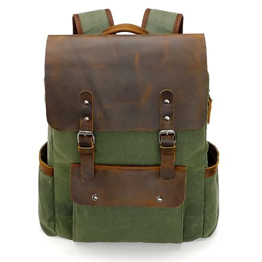 Waxed Canvas Backpack, Leather Rucksack Knapsack for Men Woman Vintage Travel Laptop Backpack 15.6 Inch Satchel Backpack, Retro
Waxed Canvas Backpack, Leather Rucksack Knapsack for Men Woman Vintage Travel Laptop Backpack 15.6 Inch Satchel Backpack, Retro