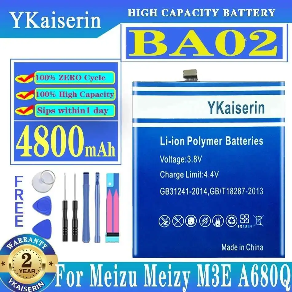 Mobile Phone Battery For Meizu Meizy M3E A680Q Reliable Power Supply BA02 4800mAh
Mobile Phone Battery For Meizu Meizy M3E A680Q Reliable Power Supply BA02 4800mAh