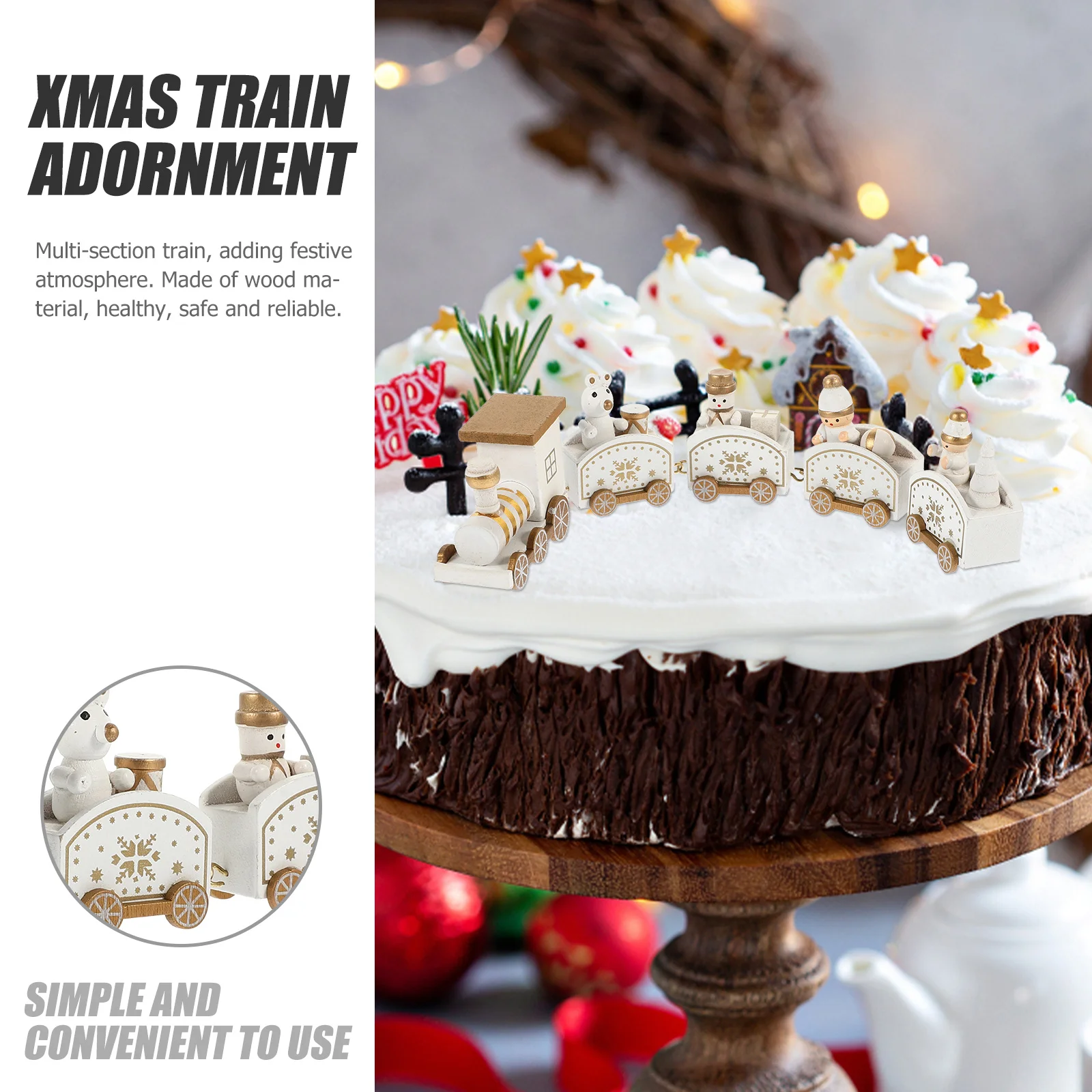 Christmas Train Set Wooden Decorative Props Festive Atmosphere Safe Reliable Gift Tabletop Decoration Christmas Train 
Christmas Train Set Wooden Decorative Props Festive Atmosphere Safe Reliable Gift Tabletop Decoration Christmas Train