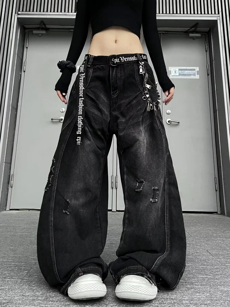 2026 Cyber Y2K Streetwear Washed Black Baggy Women's Ripped Pleated Jeans Pants Woman Clothing Wide Leg New Rock Long Trousers
2026 Cyber Y2K Streetwear Washed Black Baggy Women's Ripped Pleated Jeans Pants Woman Clothing Wide Leg New Rock Long Trousers