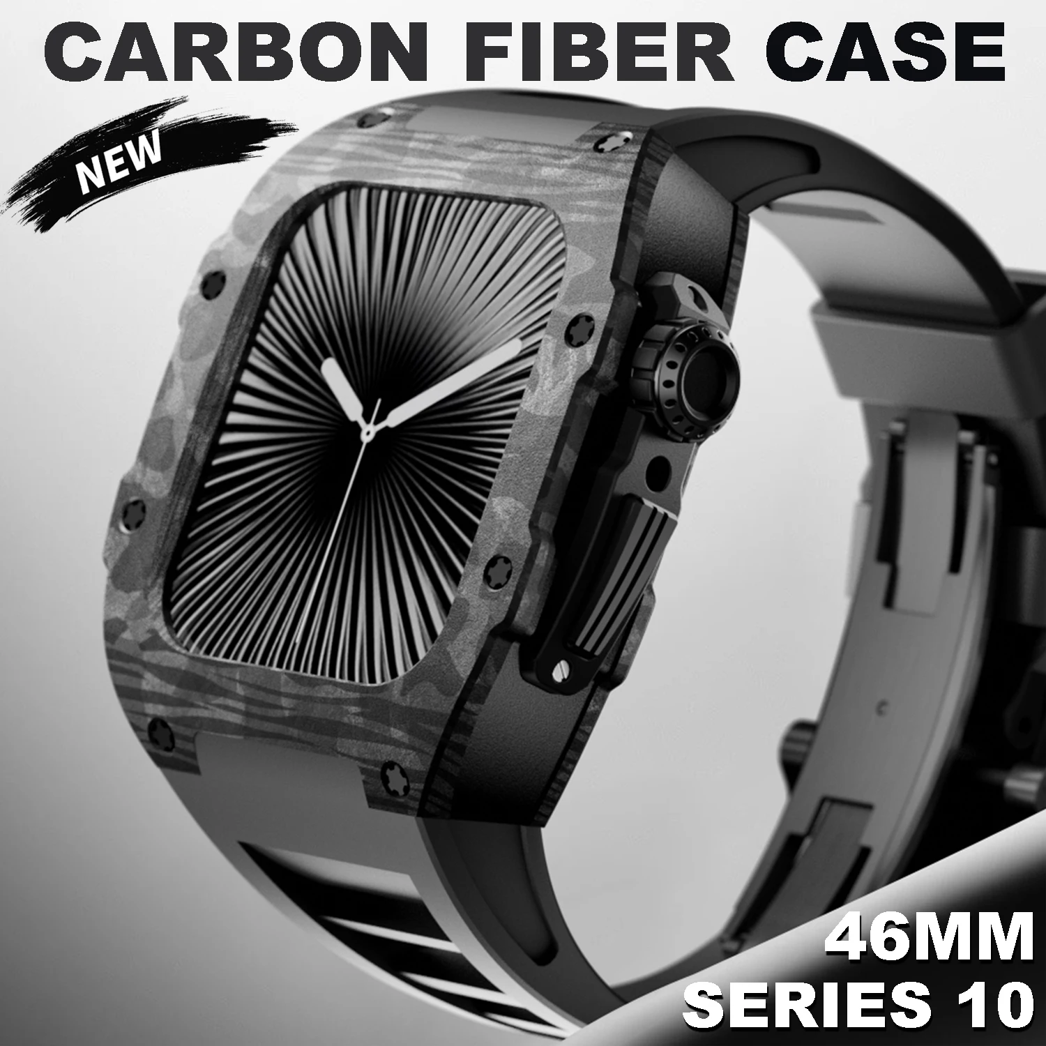Luxury Modification Kit for Apple Watch 10 46mm Carbon Fiber Case Fashion Protection for IWatch Series 10 Silicone Strap
Luxury Modification Kit for Apple Watch 10 46mm Carbon Fiber Case Fashion Protection for IWatch Series 10 Silicone Strap