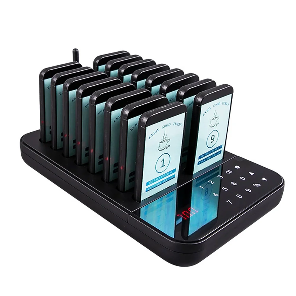 Cafe Guest Queue Rechargeable 1 Base 16 Buzzers Long-Range Vibrating Wireless Beeper Coaster Paging System Call Pager Restaurant
Cafe Guest Queue Rechargeable 1 Base 16 Buzzers Long-Range Vibrating Wireless Beeper Coaster Paging System Call Pager Restaurant