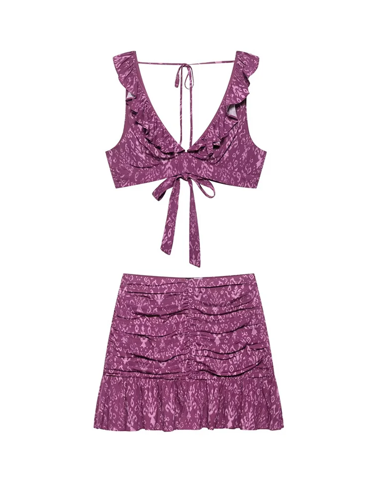 KUCLUT Women Fashion 2 Piece Set Printed Backless Pleated Tops & Vintage Side Zipper Mini Skirt Female Chic Lady Skirts Set
KUCLUT Women Fashion 2 Piece Set Printed Backless Pleated Tops & Vintage Side Zipper Mini Skirt Female Chic Lady Skirts Set