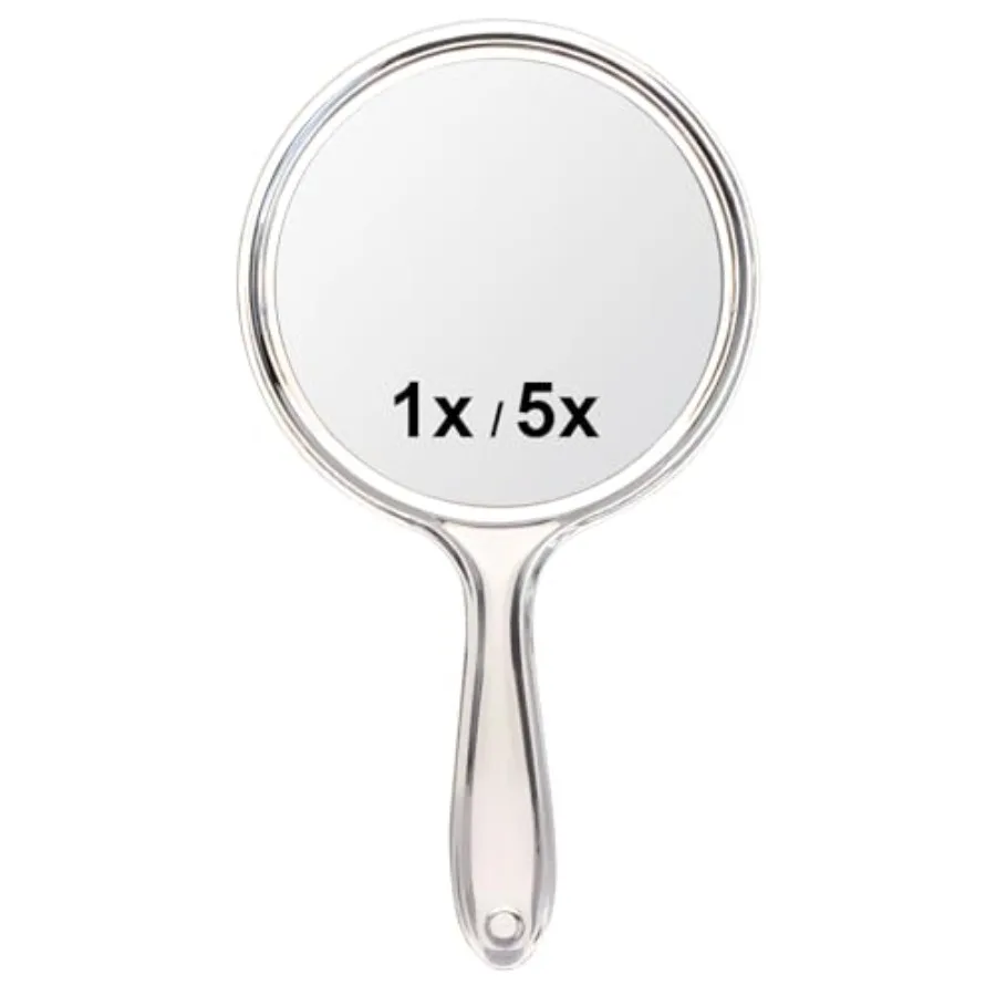 Handheld Mirror with Handle, 10.5 x 5.7 Inch, Double-Sided 1X/5X Magnification Travel Makeup Mirror for Women, White
Handheld Mirror with Handle, 10.5 x 5.7 Inch, Double-Sided 1X/5X Magnification Travel Makeup Mirror for Women, White