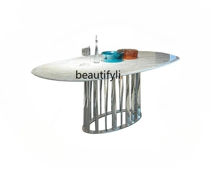 Blue crystal natural marble dining table light luxury high-end villa designer oval luxury stone dining table
Blue crystal natural marble dining table light luxury high-end villa designer oval luxury stone dining table