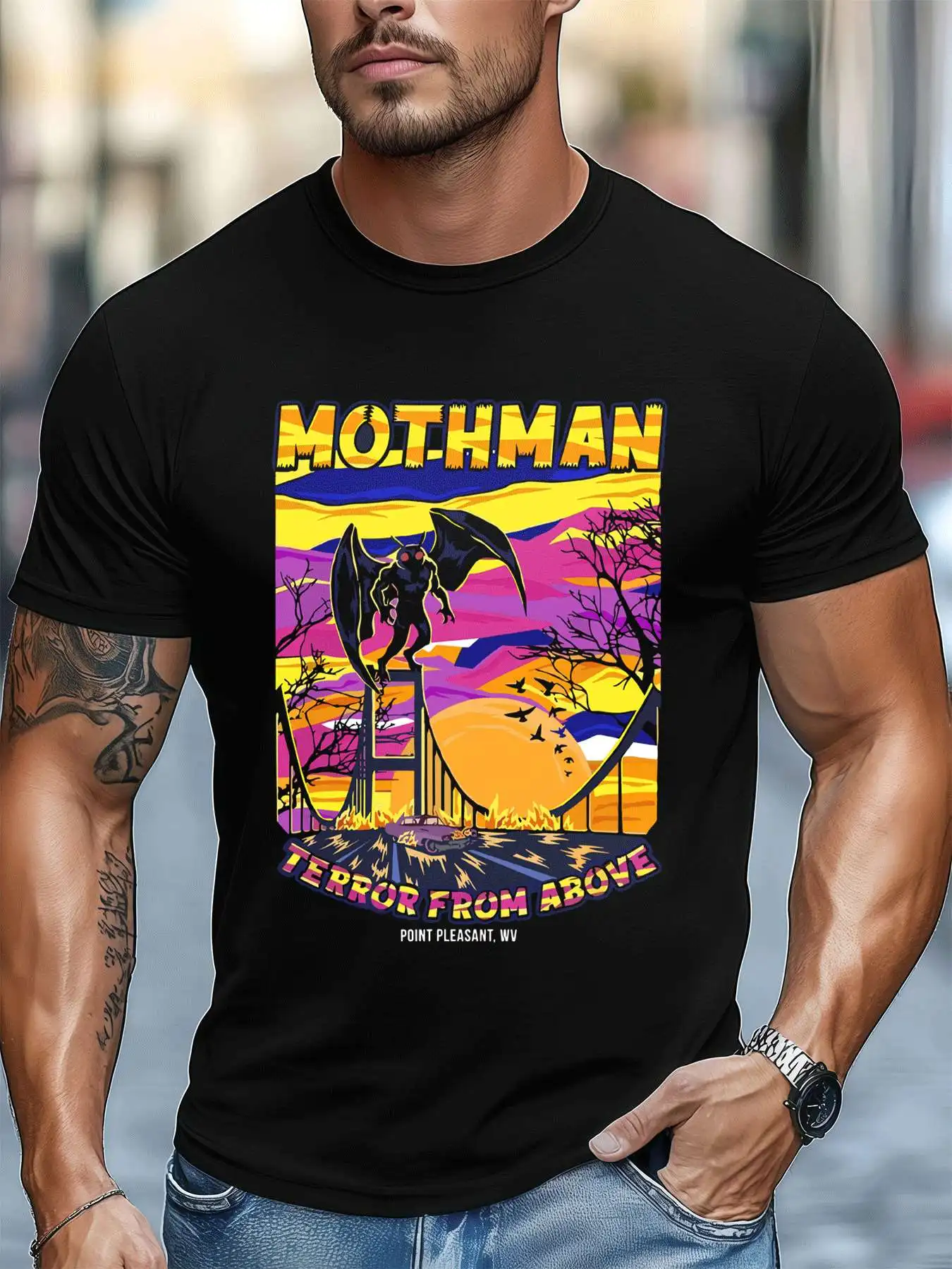 Мужская футболка Mothman Legend Terror, 220 г/м2, новая летняя повседневная футболка с круглым вырезом из чистого хлопка с короткими рукавами
Мужская футболка Mothman Legend Terror, 220 г/м2, новая летняя повседневная футболка с круглым вырезом из чистого хлопка с короткими рукавами
