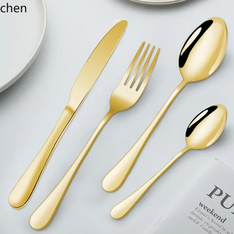 A8 stainless steel cutlery 24-piece set - hotel western dining hanging rack gift box - steak knife, fork, and spoon
A8 stainless steel cutlery 24-piece set - hotel western dining hanging rack gift box - steak knife, fork, and spoon