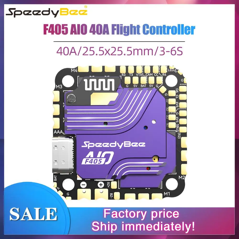 Контроллер полета SpeedyBee F405 AIO 40A 3S-6S ICM-42688P Гироскоп 25,5x25,5 мм для сверхлегких 5 дюймов FPV-дронов 2-4 дюйма
Контроллер полета SpeedyBee F405 AIO 40A 3S-6S ICM-42688P Гироскоп 25,5x25,5 мм для сверхлегких 5 дюймов FPV-дронов 2-4 дюйма
