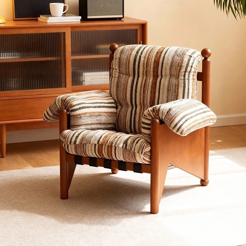 Medieval solid wood single sofa chair striped fabric designer leisure chair living room bedroom balcony bed and breakfast rest
Medieval solid wood single sofa chair striped fabric designer leisure chair living room bedroom balcony bed and breakfast rest