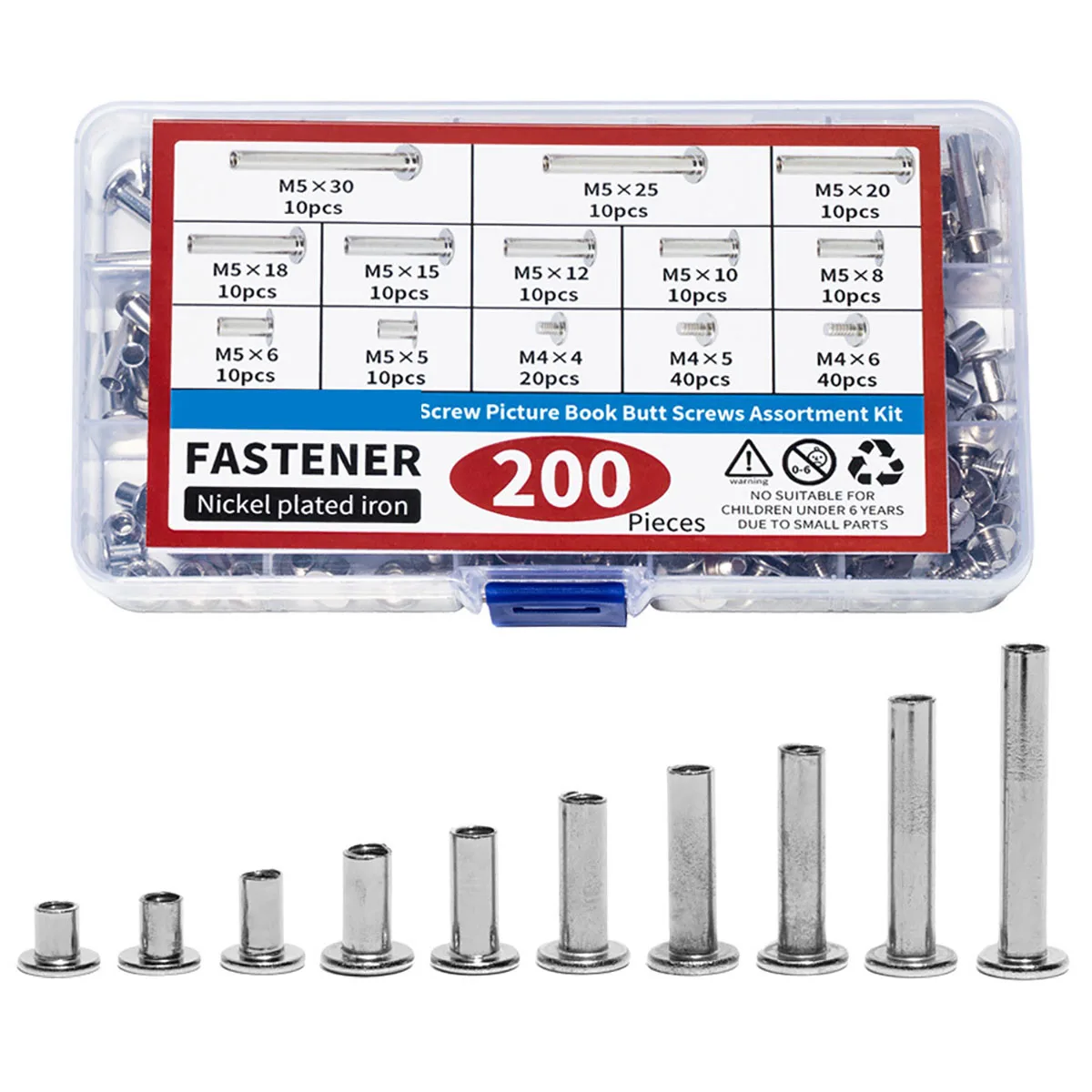 200Pcs Carbon Steel Screws Set Head Binding Rivets for Leather Craft Belt Purse Bookbinding Fastener Kit Document Binding & DIY
200Pcs Carbon Steel Screws Set Head Binding Rivets for Leather Craft Belt Purse Bookbinding Fastener Kit Document Binding & DIY