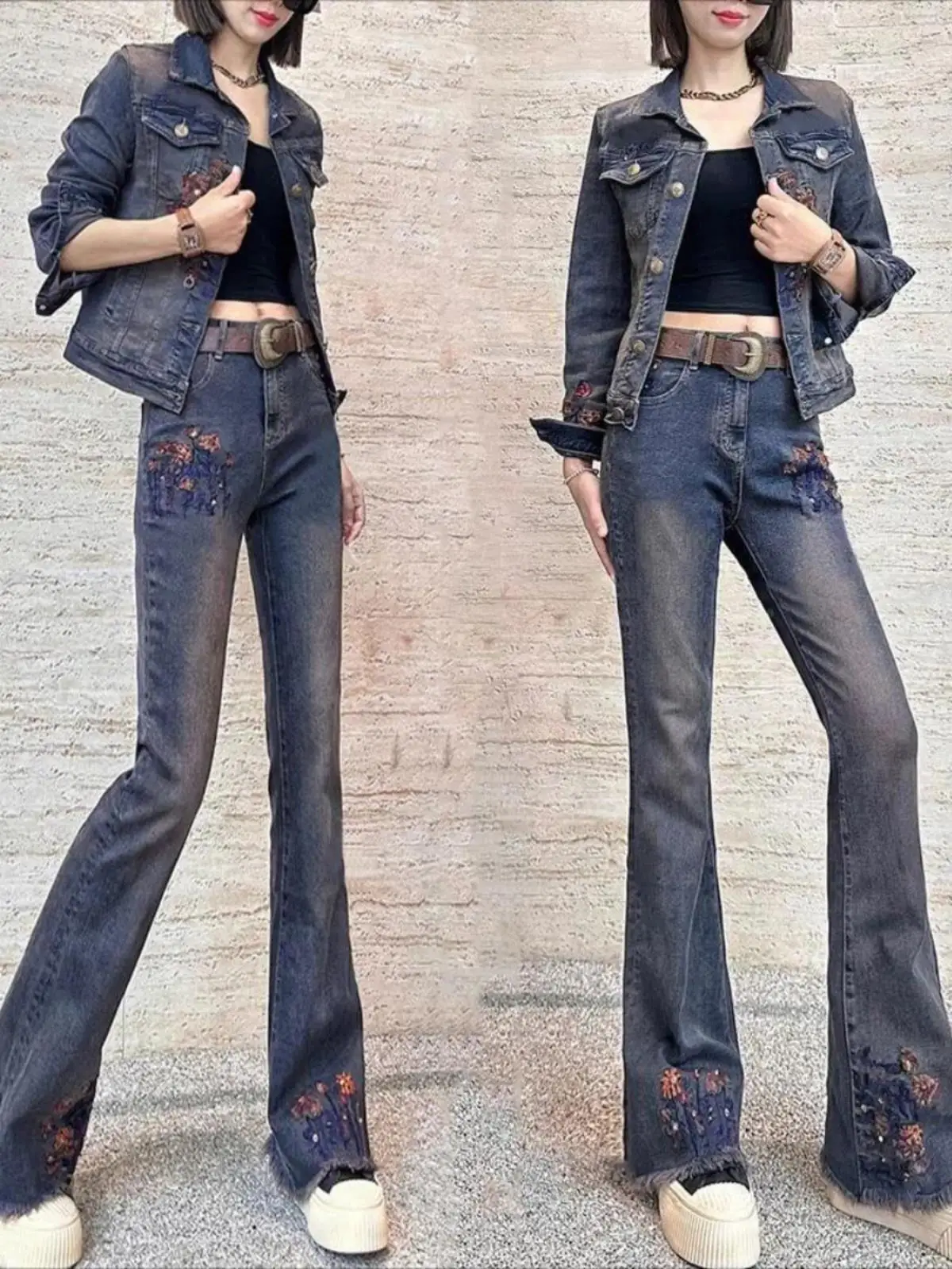 Early Spring New Embroidered Flower Cuff Micro Flared Jeans Denim Jacket Retro Slim Fashion Set Women's Outerwear Polyester F...
Early Spring New Embroidered Flower Cuff Micro Flared Jeans Denim Jacket Retro Slim Fashion Set Women's Outerwear Polyester F...