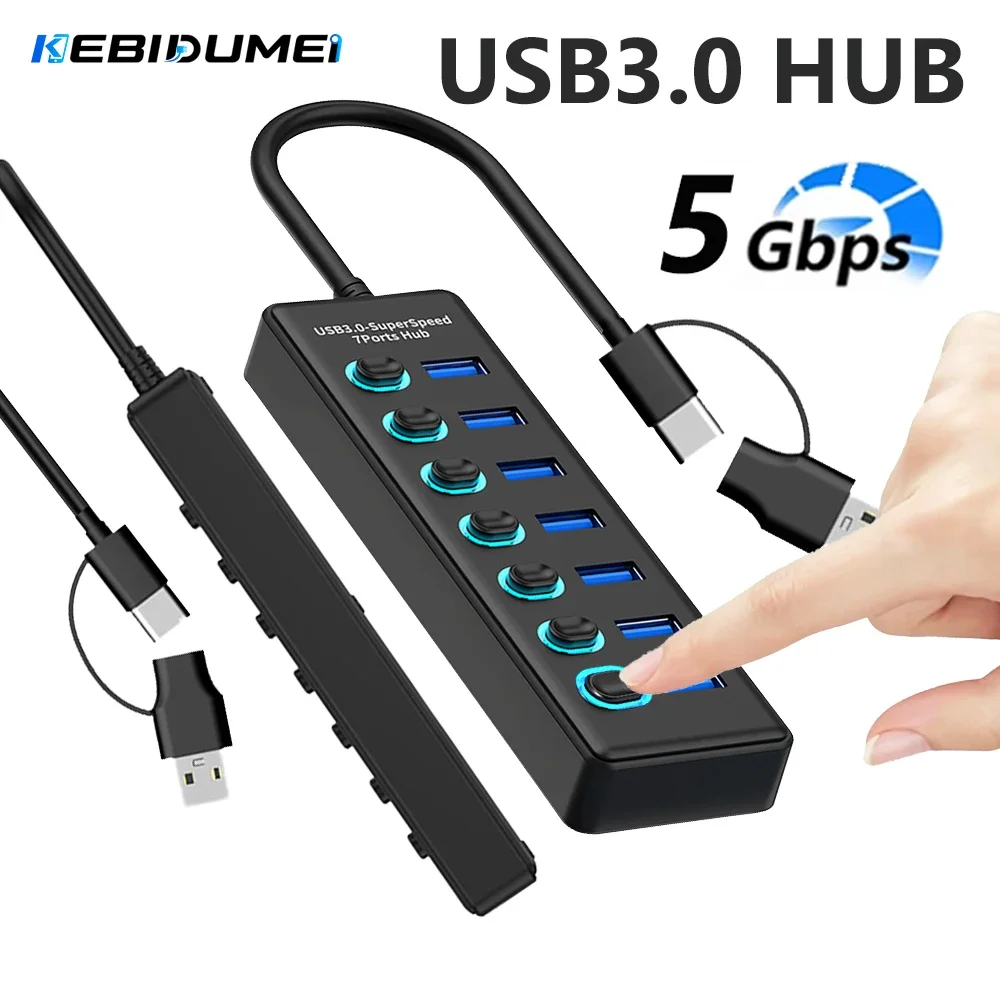 KEBIDUMEI 7 Ports USB HUB 5Gbps High Speed Transmission USB 3.0 Dock Station With On/Off Switch Computer Accessories for Laptop
KEBIDUMEI 7 Ports USB HUB 5Gbps High Speed Transmission USB 3.0 Dock Station With On/Off Switch Computer Accessories for Laptop