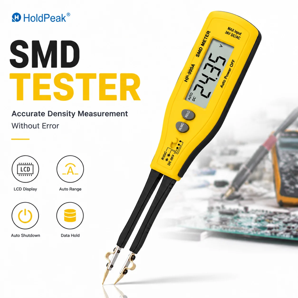 Digital SMD Tester, Handheld DMM Resistance Ohmmeter Tweezers, Capacitance Diode Continuity Battery Test, Mini Smart Multimeter
Digital SMD Tester, Handheld DMM Resistance Ohmmeter Tweezers, Capacitance Diode Continuity Battery Test, Mini Smart Multimeter
