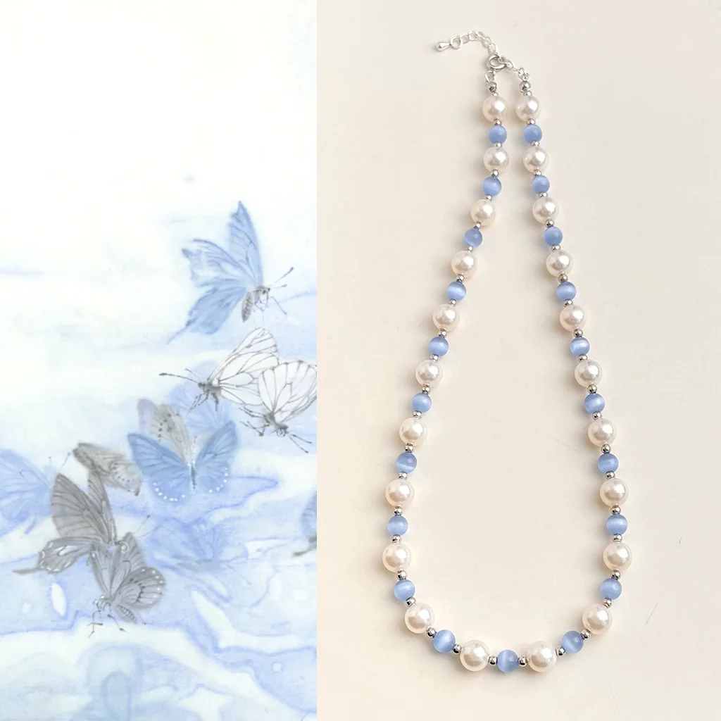 Natural Blue Opal Stone White Pearl Vintage Women Choker Necklace Elegant Fashion Jewelry
Natural Blue Opal Stone White Pearl Vintage Women Choker Necklace Elegant Fashion Jewelry