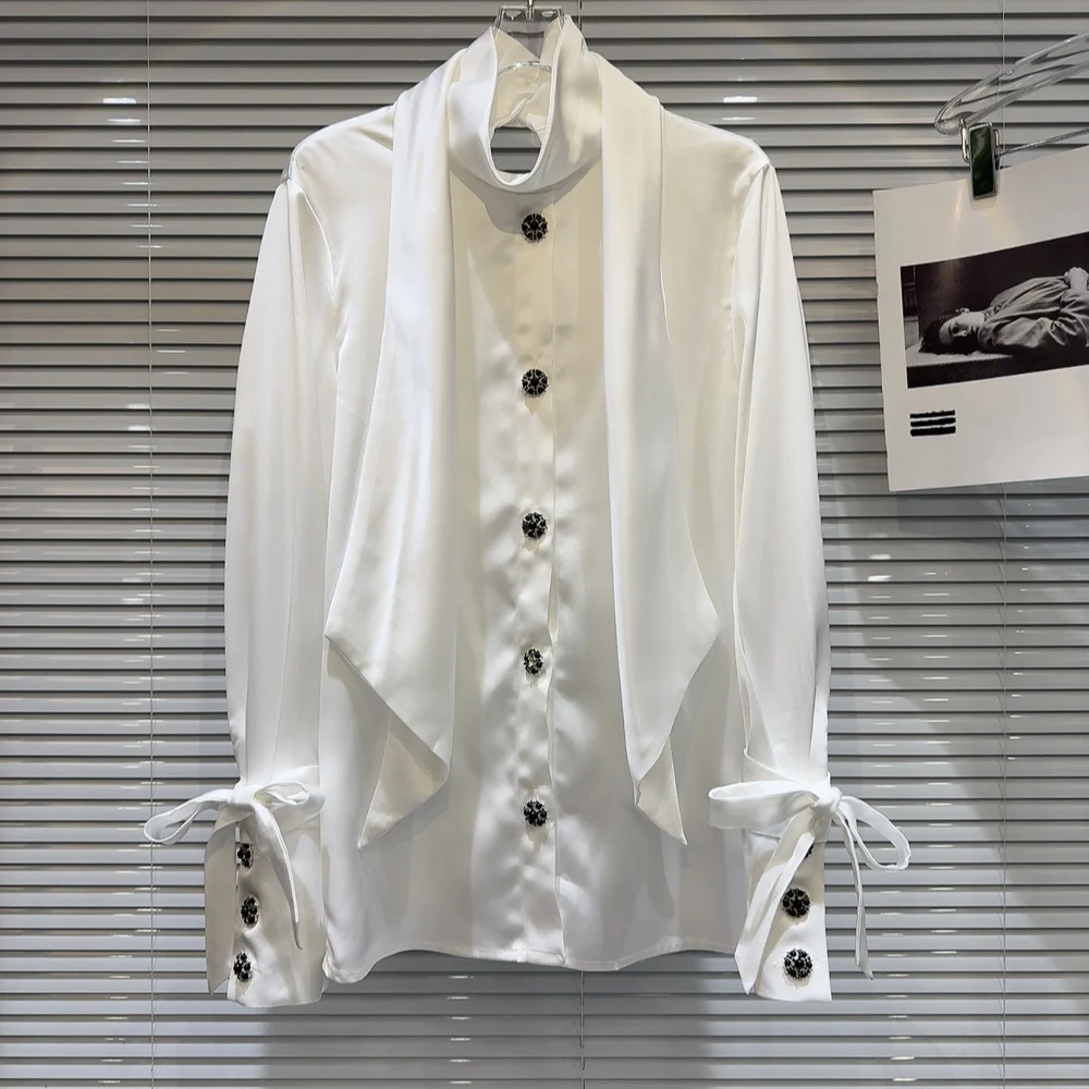 Spring Autumn New Sweet Tie Cuff Elegance Ladies Shirt Female White Women Blouse
Spring Autumn New Sweet Tie Cuff Elegance Ladies Shirt Female White Women Blouse
