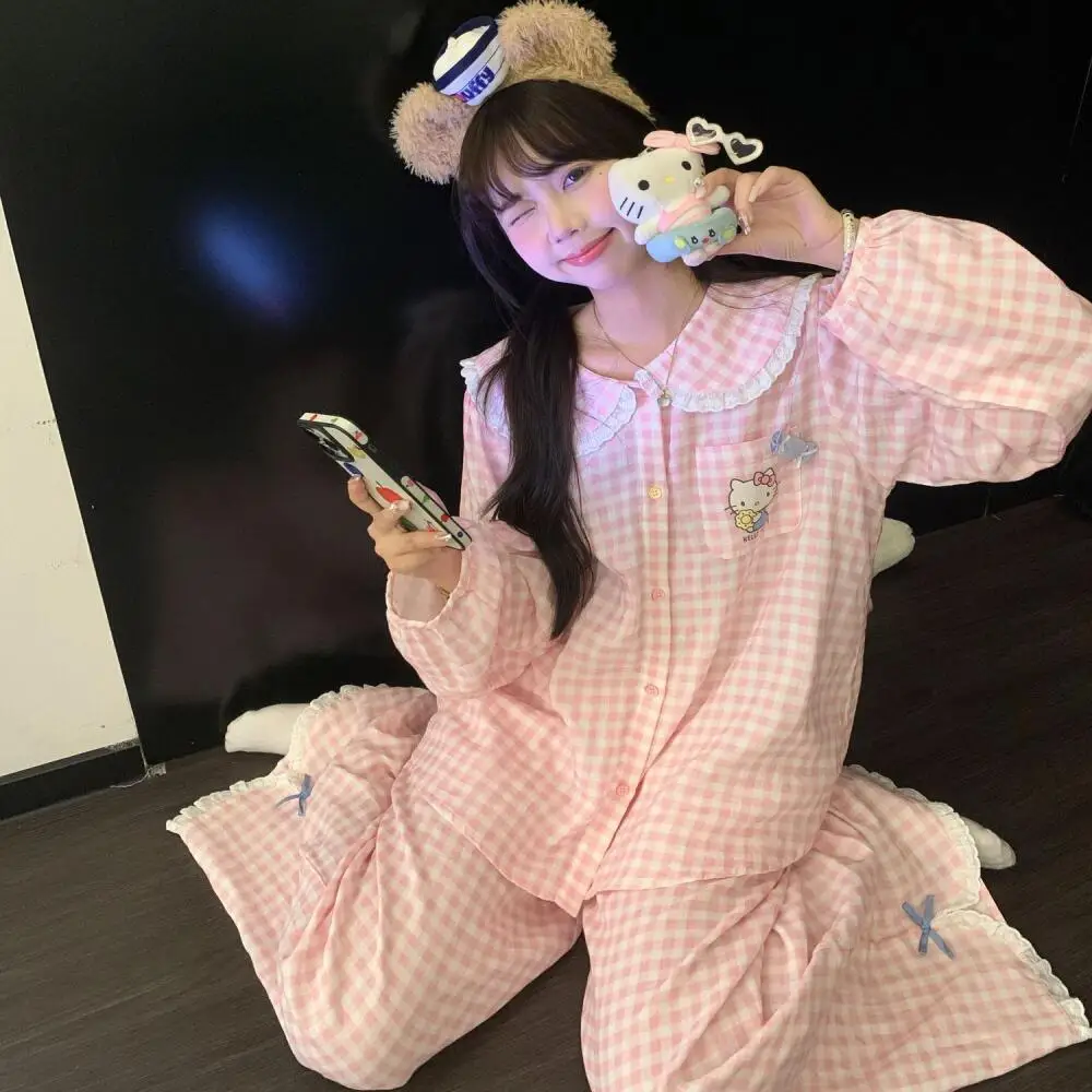 Anime Sanrio Hello Kitty 2Pcs Pajama Set for Women Kawaii Long Sleeve Pants Autumn Cotton Loungewear Girls Cute Loose Tops Pants
Anime Sanrio Hello Kitty 2Pcs Pajama Set for Women Kawaii Long Sleeve Pants Autumn Cotton Loungewear Girls Cute Loose Tops Pants