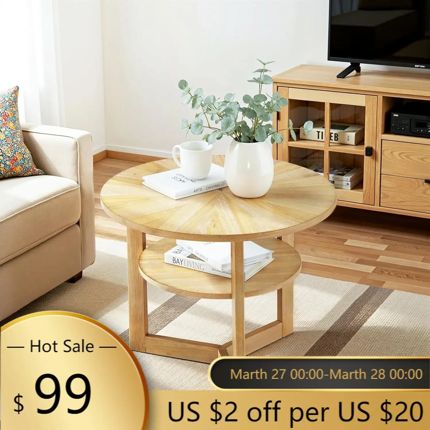 25 Inch Round Coffee Table With Storage Shelf 2 Tier Small Center Table For Living Room Apartment Home Furniture
25 Inch Round Coffee Table With Storage Shelf 2 Tier Small Center Table For Living Room Apartment Home Furniture