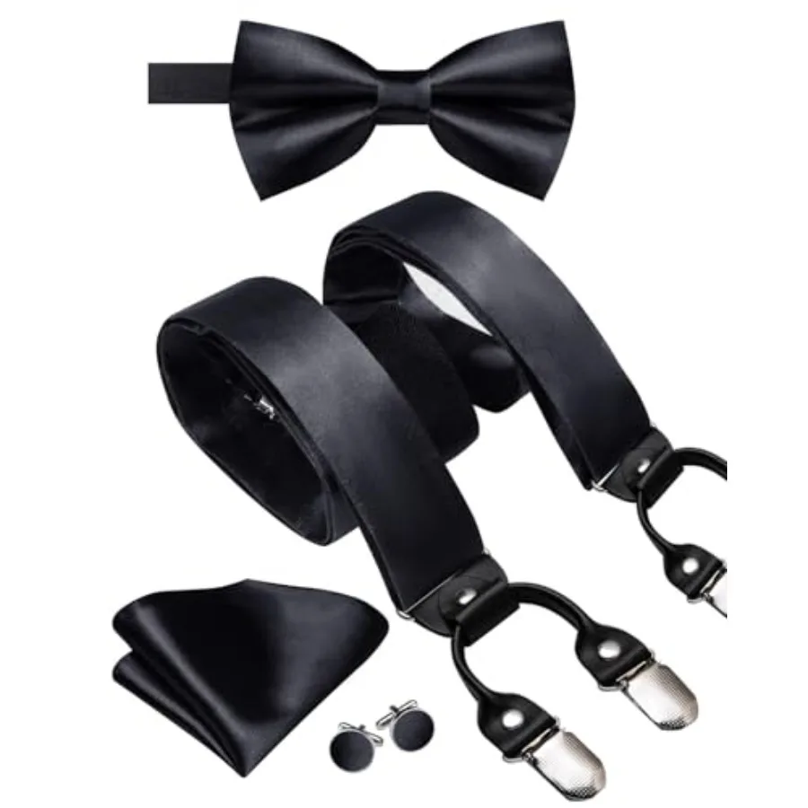 Hi-Tie Men Suspender Bowtie Set Suspenders Pre-tied Bow Tie Pocket Square Cufflinks Adjustable Y Shape 6 Clips Braces Tuxedo
Hi-Tie Men Suspender Bowtie Set Suspenders Pre-tied Bow Tie Pocket Square Cufflinks Adjustable Y Shape 6 Clips Braces Tuxedo