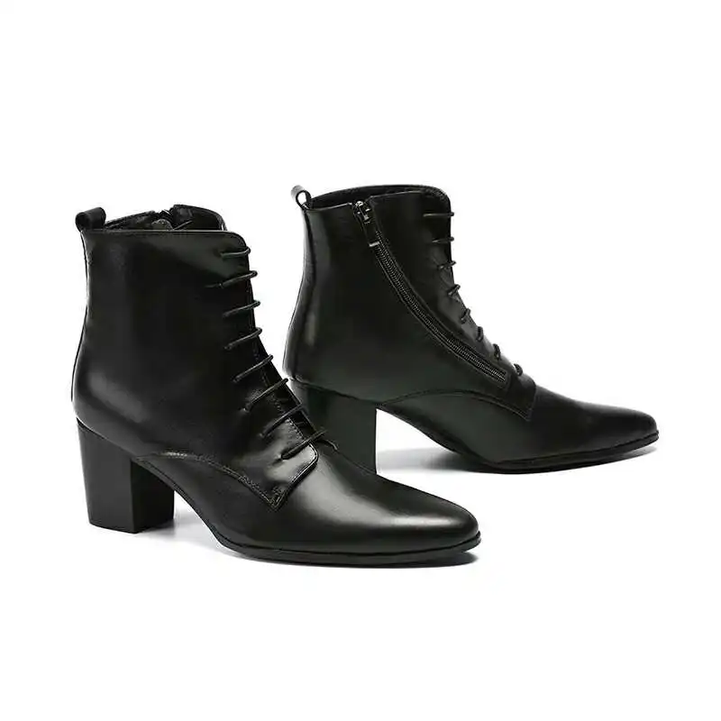 Black High-Heeled Lace-Up Boots for Men British-Style Hairstylist Work Boots Pointed Toe Leather Ankle Boots Dress Men's Shoes
Black High-Heeled Lace-Up Boots for Men British-Style Hairstylist Work Boots Pointed Toe Leather Ankle Boots Dress Men's Shoes