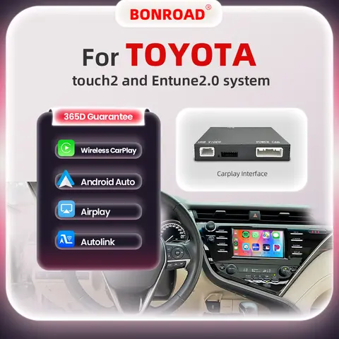 BONROAD Wireless Carplay Android Auto Module For TOYOTA Touch2 Entune2.0 Highlander Tundra Sienna Prius Yaris Camry CHR Airplay