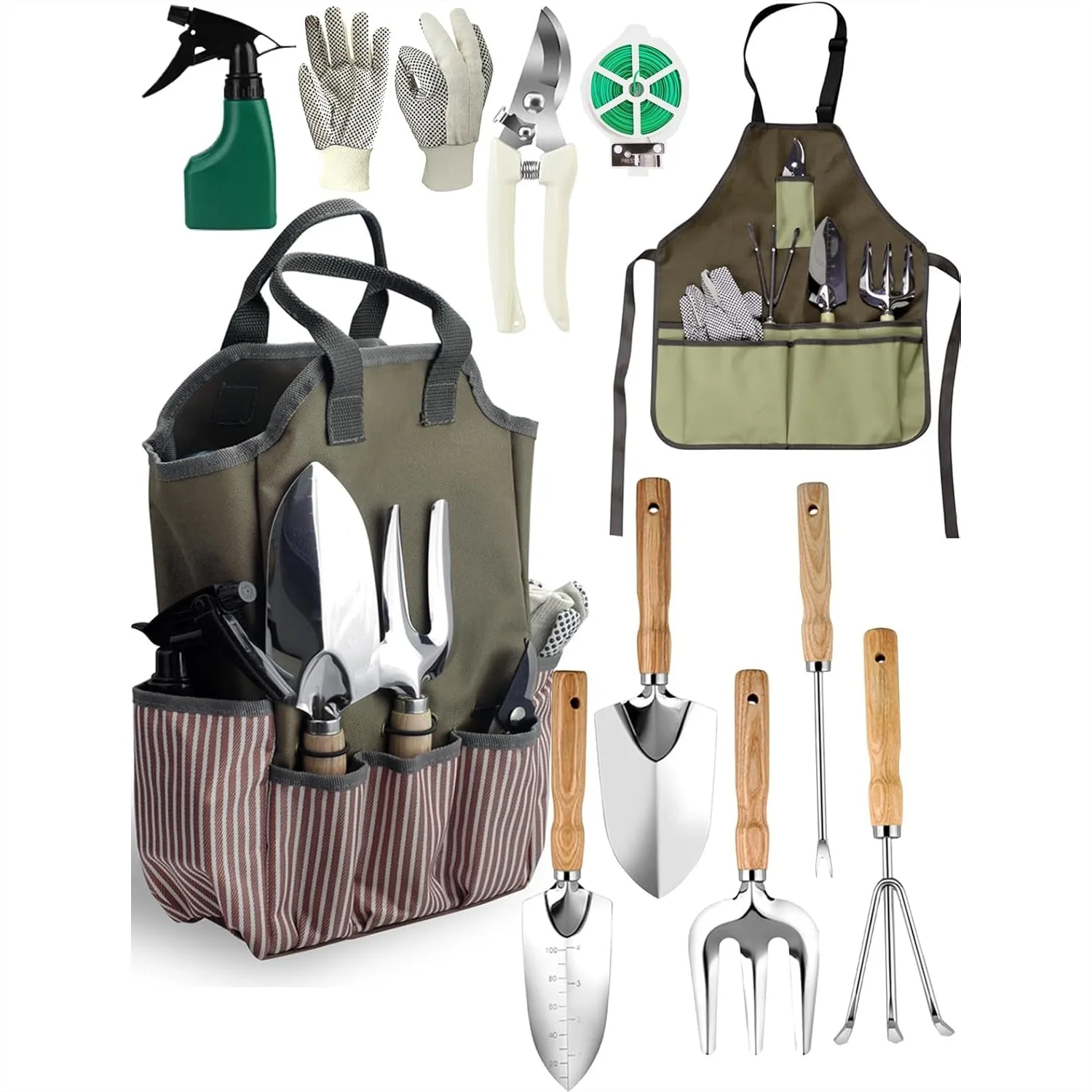 11-Piece Gardening Tool Set with Stainless Steel Tools and Canvas Tote Bag for Beginners
11-Piece Gardening Tool Set with Stainless Steel Tools and Canvas Tote Bag for Beginners