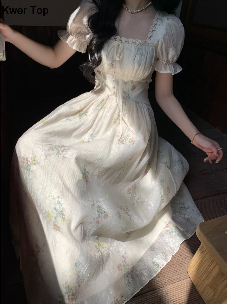 Korean Fashion Floral Print Fairy Dress Elegant Square Collar Short Sleeves A-Line Party Prom Robe Princess Vestidos Summer
Korean Fashion Floral Print Fairy Dress Elegant Square Collar Short Sleeves A-Line Party Prom Robe Princess Vestidos Summer