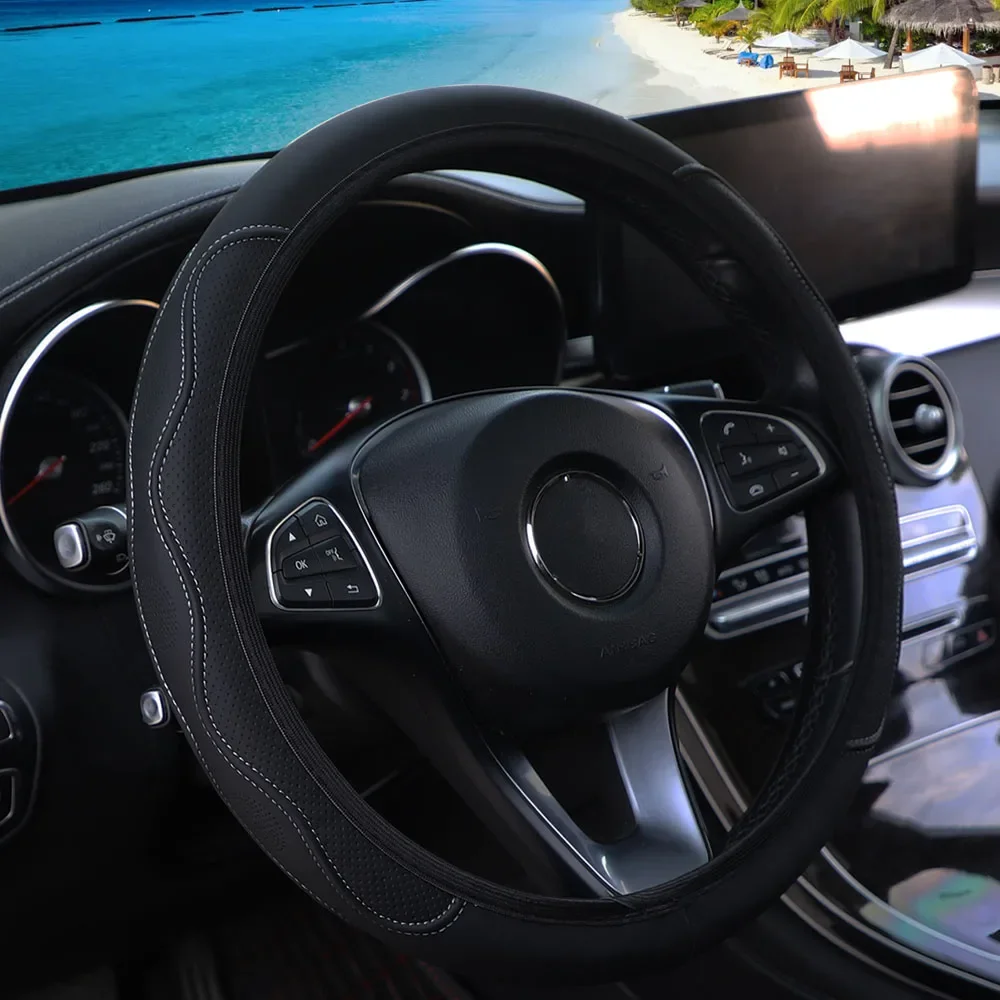 Car anti slip steering wheel cover, frameless steering wheel cover, PU leather 3D embossed hand press, suitable for car interior
Car anti slip steering wheel cover, frameless steering wheel cover, PU leather 3D embossed hand press, suitable for car interior