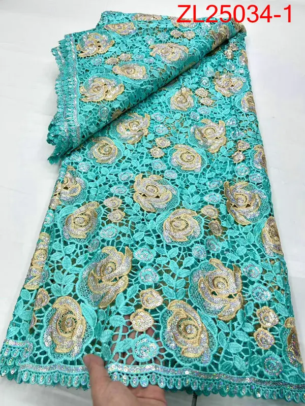 African Water Soluble Lace Fabric High Quality French Sequins Guipure Cord Lace For african Women Dress
African Water Soluble Lace Fabric High Quality French Sequins Guipure Cord Lace For african Women Dress