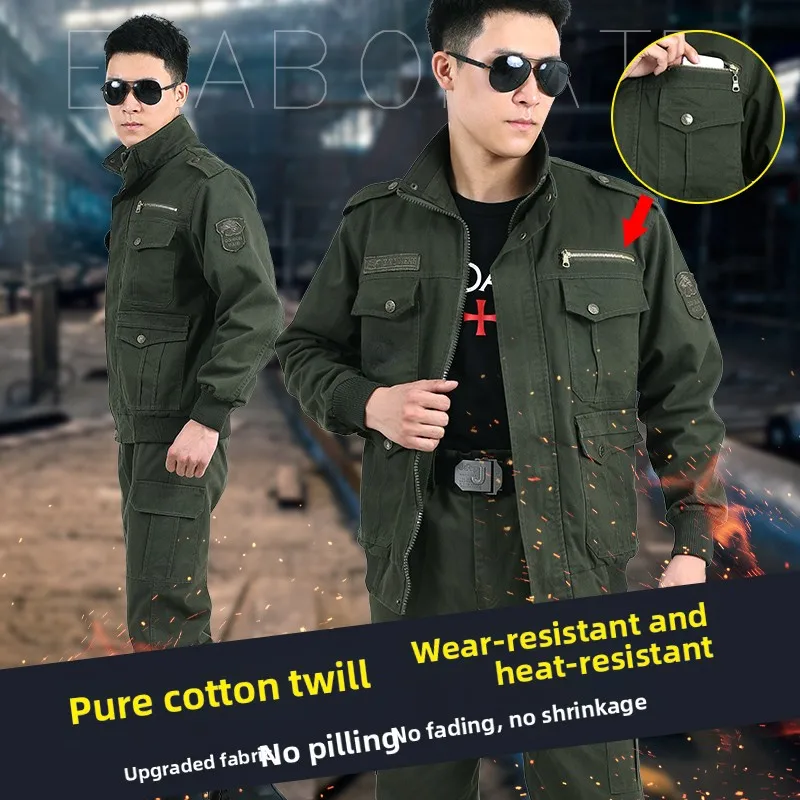 Thiened Cotton Workwear Set for Men Spring Autumn Labor Protection Clothing Welding Repair op Workers Full Cotton
Thiened Cotton Workwear Set for Men Spring Autumn Labor Protection Clothing Welding Repair op Workers Full Cotton