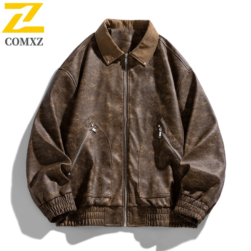 2025 Men Leather Jacket Fashion Classic Splicing Retro Windproof Turndown Collar PU Leather Jacket Outdoor Street Motorcycle Top
2025 Men Leather Jacket Fashion Classic Splicing Retro Windproof Turndown Collar PU Leather Jacket Outdoor Street Motorcycle Top