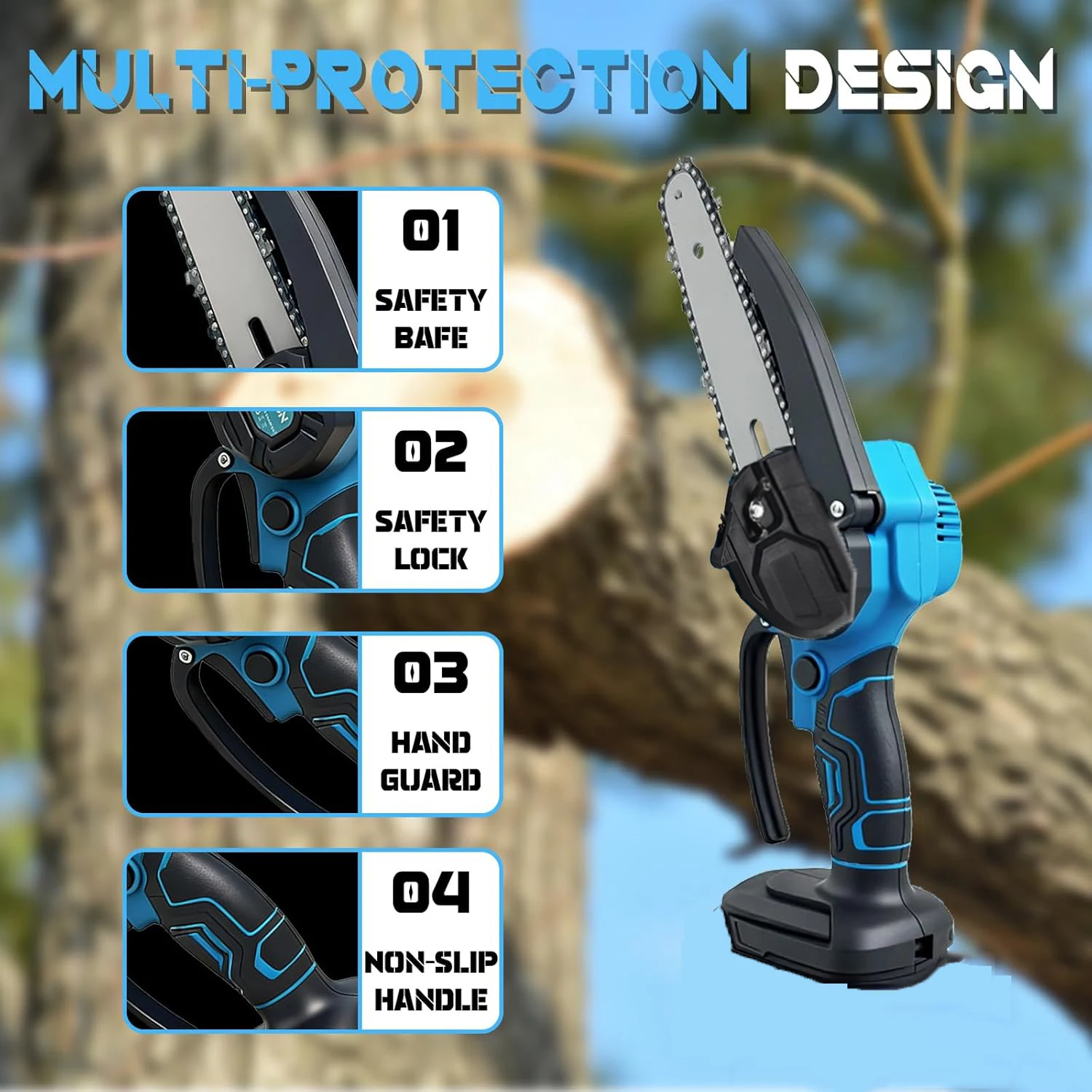 6 Inch Cordless Electric Chainsaw for Makita 21V Battery Powered Mini Wood Cutter for Home & Garden (No Battery)
6 Inch Cordless Electric Chainsaw for Makita 21V Battery Powered Mini Wood Cutter for Home & Garden (No Battery) 