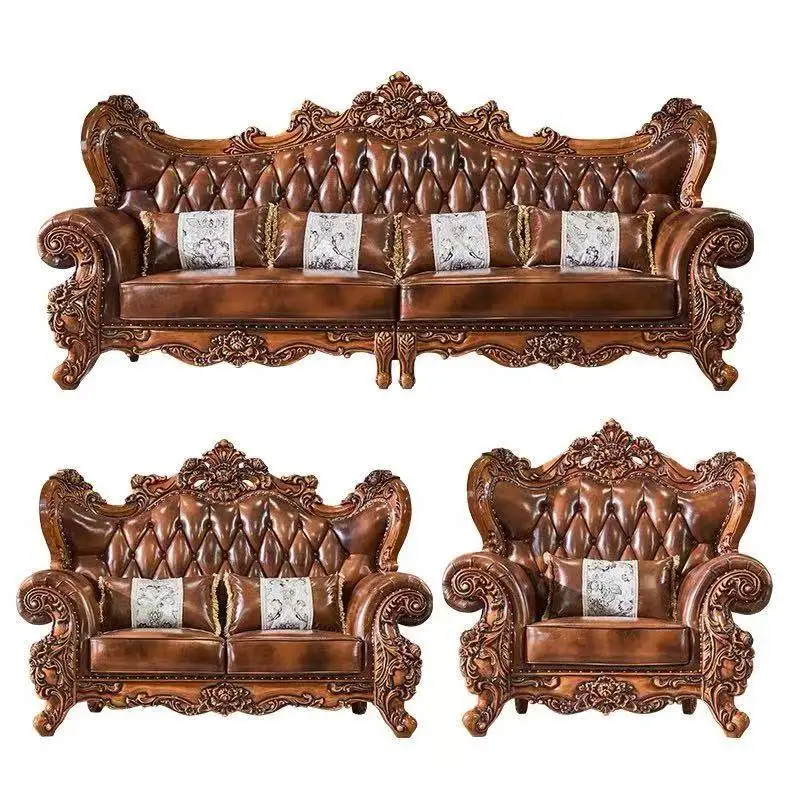 European leather sofa American 1234 combination solid wood carving flower living room furniture first layer cowhide four people
European leather sofa American 1234 combination solid wood carving flower living room furniture first layer cowhide four people