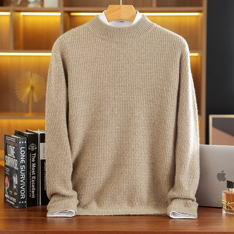 Half Turtleneck High-End Men's Knitted Sweater Autumn Winter Warm Comfortable 100%Cashmere Pullover Solid Color Loose Base Shirt
Half Turtleneck High-End Men's Knitted Sweater Autumn Winter Warm Comfortable 100%Cashmere Pullover Solid Color Loose Base Shirt