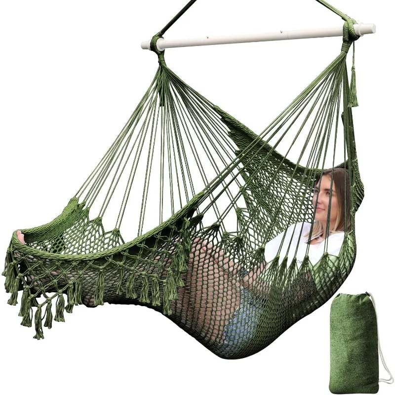 Hammock Chair Super Large Hanging Chair Soft-Spun Cotton Rope Weaving Chair, Collapsible Strong Metal Spreader Bar Wide Seat
Hammock Chair Super Large Hanging Chair Soft-Spun Cotton Rope Weaving Chair, Collapsible Strong Metal Spreader Bar Wide Seat