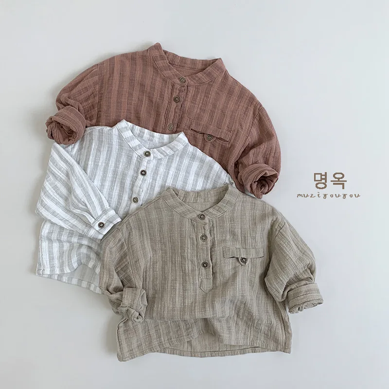 100% Cotton Children's Shirt New Retro Striped Long Sleeved Stand Up Collar Japanese Minimalist Casual Versatile Shirt T-shirt
100% Cotton Children's Shirt New Retro Striped Long Sleeved Stand Up Collar Japanese Minimalist Casual Versatile Shirt T-shirt